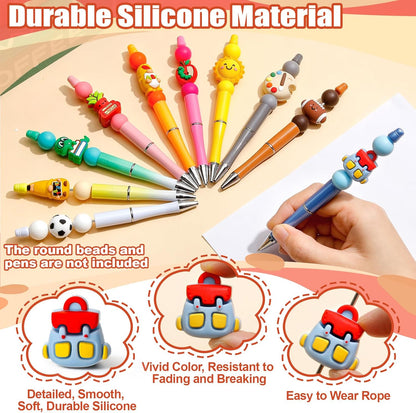 Ferreve 16 Pcs 3D Sports Football Beads Silicone Focal Beads for Keychain Making Pens for Beadable Keychain DIY Crafts Necklace Bracelet Phone Chain Charms Jewelry Making