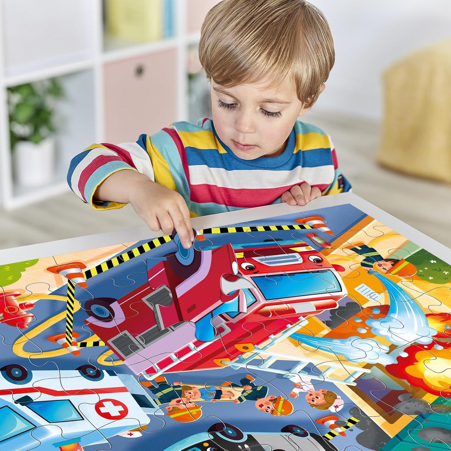 Jumbo Floor Puzzle for Kids,Construction Site Jigsaw Large Puzzles,48 Piece Construction Vehicle Puzzle for Toddler Ages 3-5,Children Learning Preschool Educational Toys,Gift for 4-8 Years Old