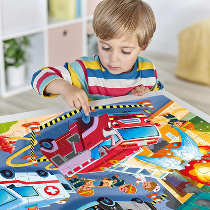 Jumbo Floor Puzzle for Kids,Construction Site Jigsaw Large Puzzles,48 Piece Construction Vehicle Puzzle for Toddler Ages 3-5,Children Learning Preschool Educational Toys,Gift for 4-8 Years Old