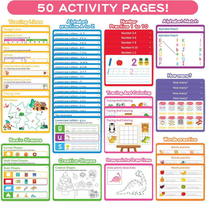 Preschool Learning Activities, Tracing Books for Kids Ages 3+, Toddler Handwriting Practice, Letter Tracing for Kids, Preschool Kindergarten Workbooks 3+, Learning Books for 3+ Years Old