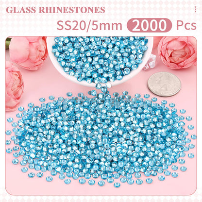 5000PCS SS6/2mm Glass Crystal Rhinestones (Clear), Bedazzling Flatback Rhinestones for Crafting DIY Crafts Nail Art Makeup Decoration, Gems Diamond Charms for Tumbler Shoes Clothing Mug