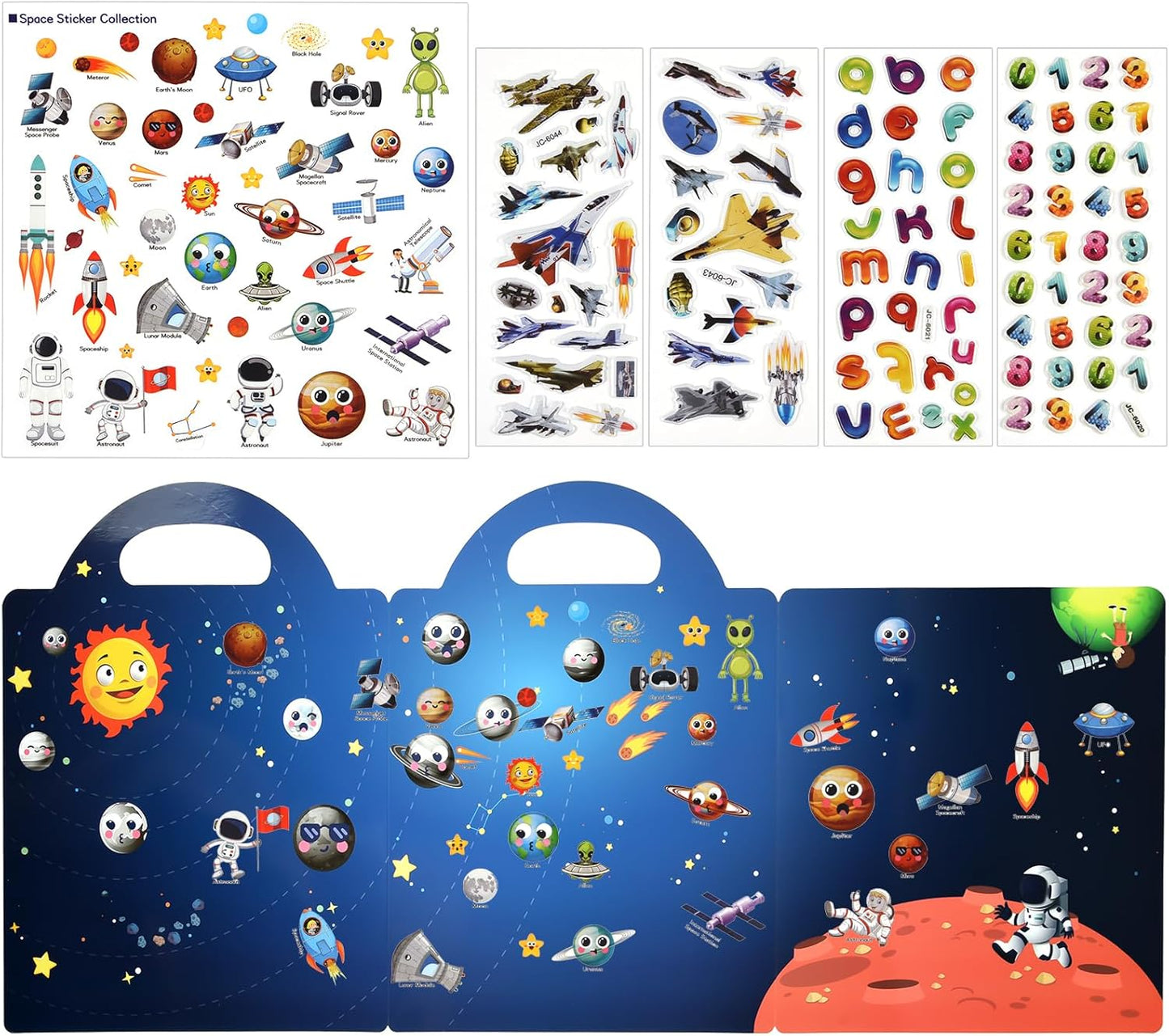 ASTARON Reusable Sticker Book for Toddlers, 88 Pcs Dinosaur Stickers Road Trip Activities Car Airplane Activities Travel Toys for Kids, Kids Quiet Time Activities (2-6 Age)