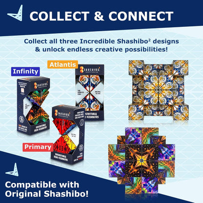 Shashibo Octa Shape Shifting Box - STEM Fidget Toy with Ultra Strong Magnets, Perfect Sensory Gift for Kids, Teens, and Adults – Pairs w/All Shashibo Cubes (Infinity)