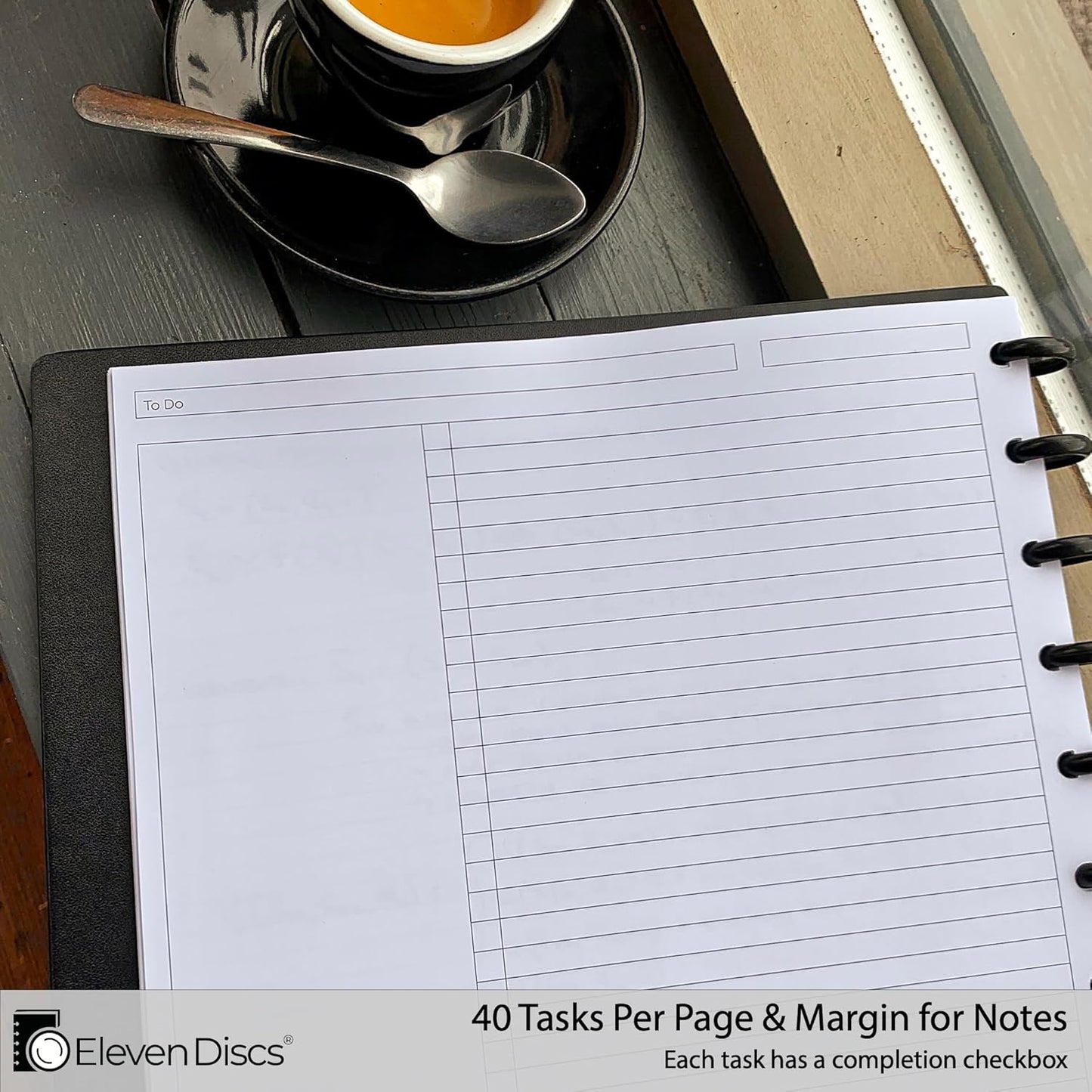 Eleven Discs Discbound Paper, Junior Size Mileage Log Sheets - Premium 120gsm Heavyweight Notebook & Planner Refills - 8 Discs, 5.5 x 8.5 in - Punched for Circa, Arc, TUL (50 Sheets)