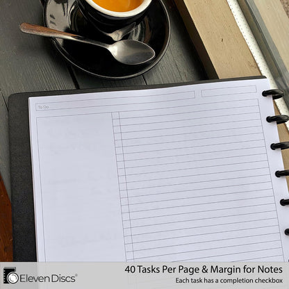 Eleven Discs Discbound Paper, Junior Size Mileage Log Sheets - Premium 120gsm Heavyweight Notebook & Planner Refills - 8 Discs, 5.5 x 8.5 in - Punched for Circa, Arc, TUL (50 Sheets)