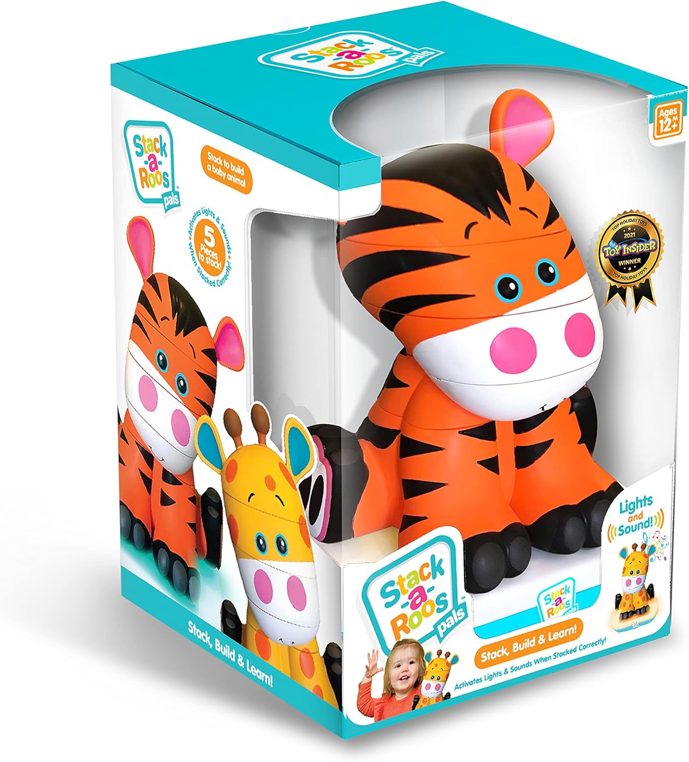 Stack-a-Roos Baby Giraffe by Salus Brands - Animal Stacking Toy, Educational Early Learning Toy for Infants Babies Toddlers, Age 12+ Months - Great Baby Gifts, STEM