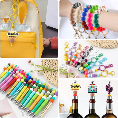 65Pcs 19mm Silicone Beads for Keychain Making Bracelet Necklace, Bulk Round Silicone Beads for Pens（Christmas Green） - Colors A