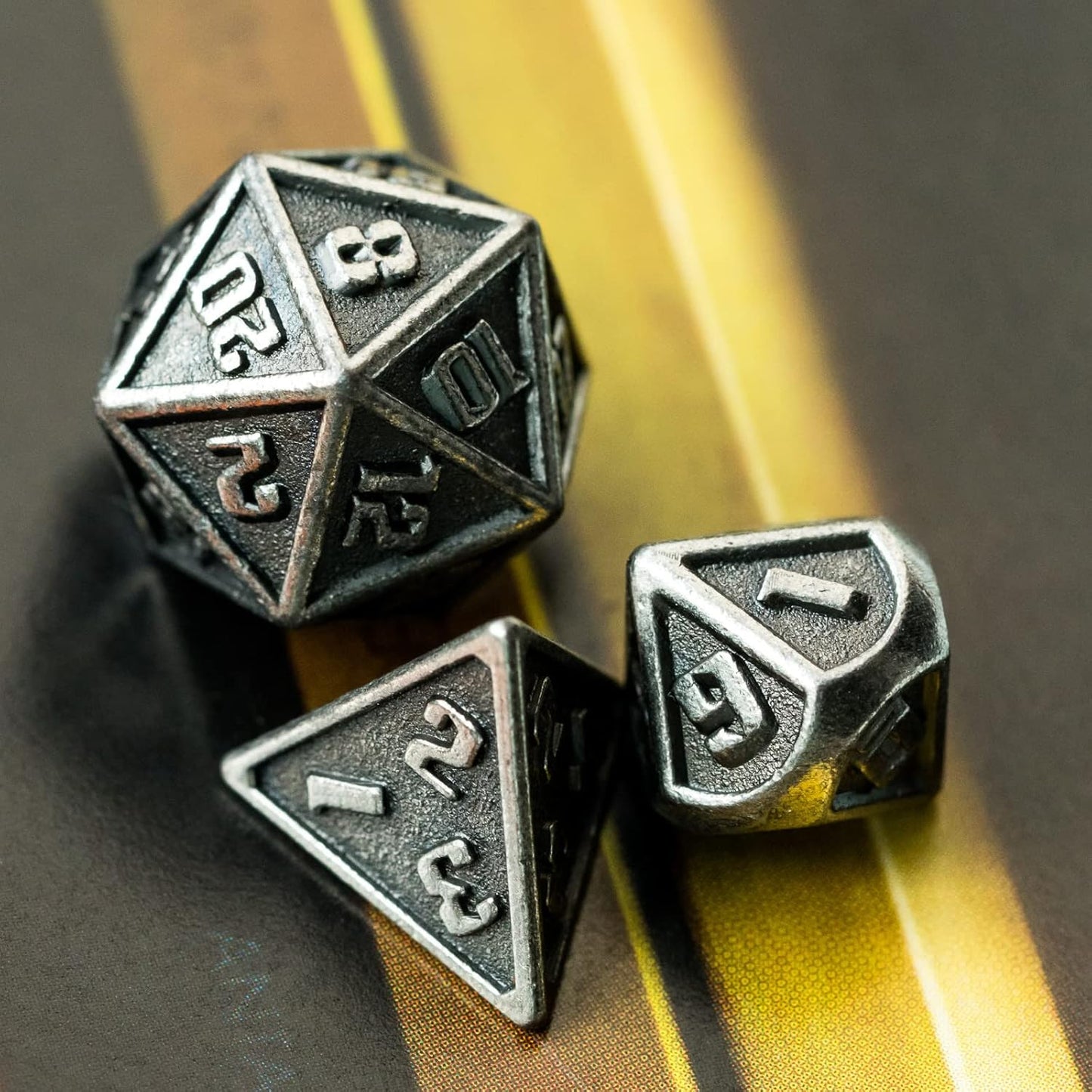 UDIXI Steampunk Metal Dice Set, 7 Die Polyhedral DND Dice Set for D&D Role Playing Game and Math Teaching (Ancient Copper)