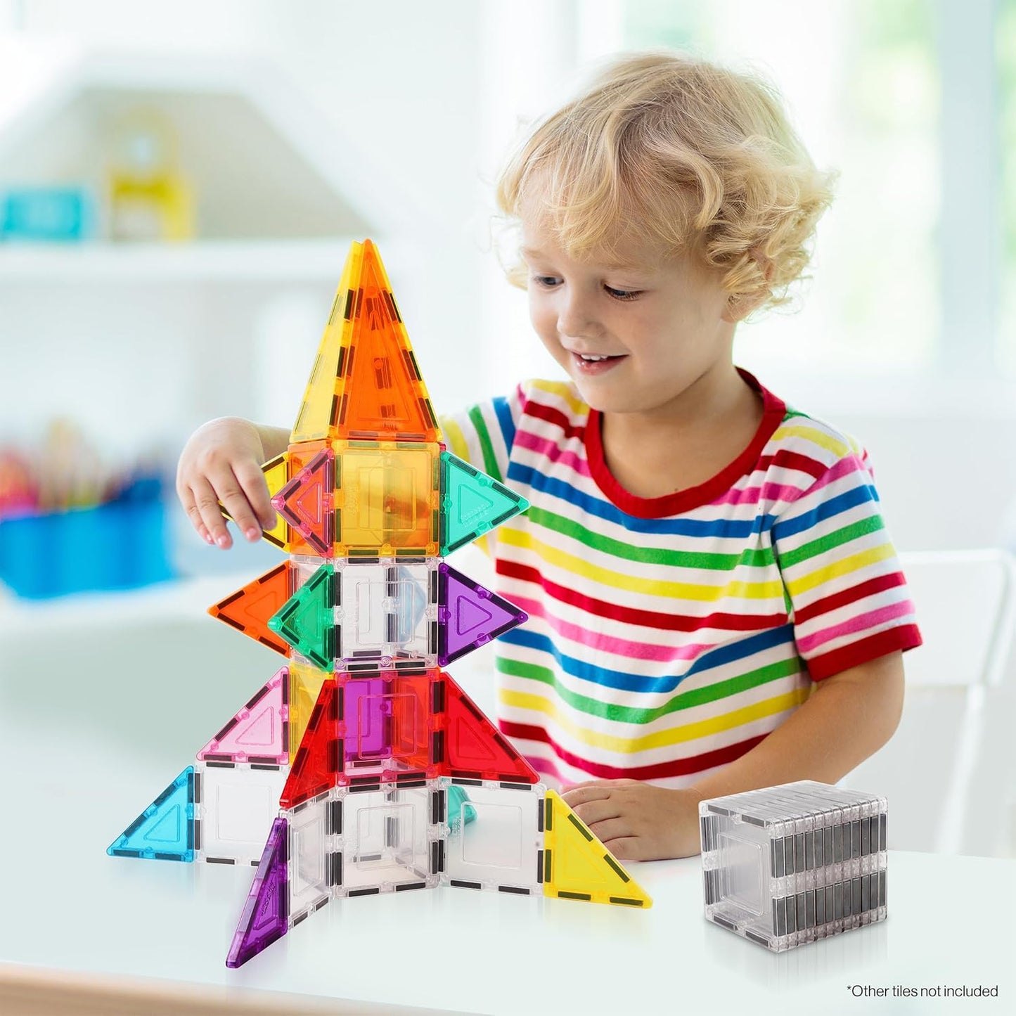 PicassoTiles Window and Door Clip On Magnetic Blocks Magnet Tiles Magnets Building Tile Construction Toy Set STEM Education Toys Learning Kit Stacking Block Playset Boys & Girls Age 3+ PT30