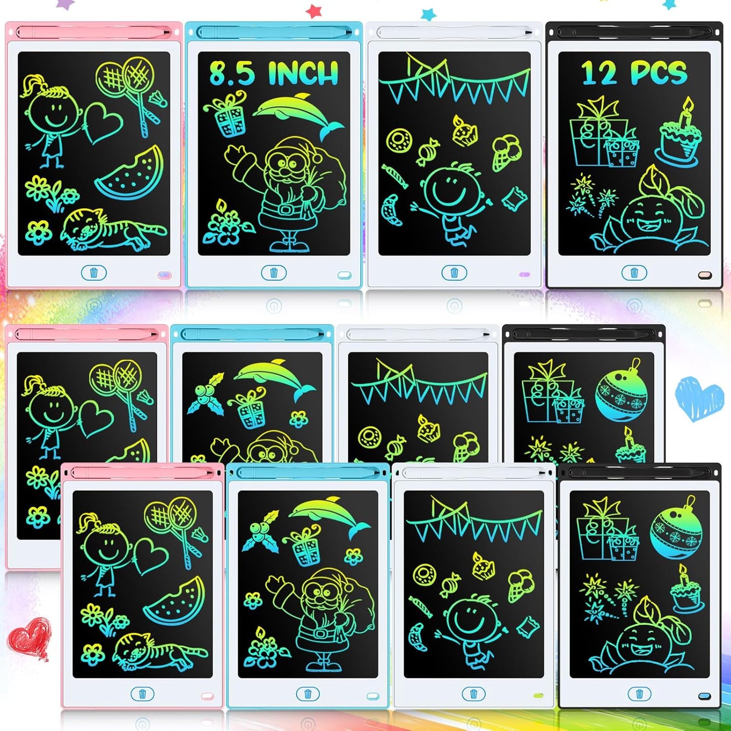 Tinlade 12 Pack LCD Writing Tablets for Kids Party Favors Games, 8.5 Inch Educational Learning Bulk Toys Gifts Erasable Doodle Boards Portable Electronic Drawing Pads for Toddlers 4-8 School Birthday