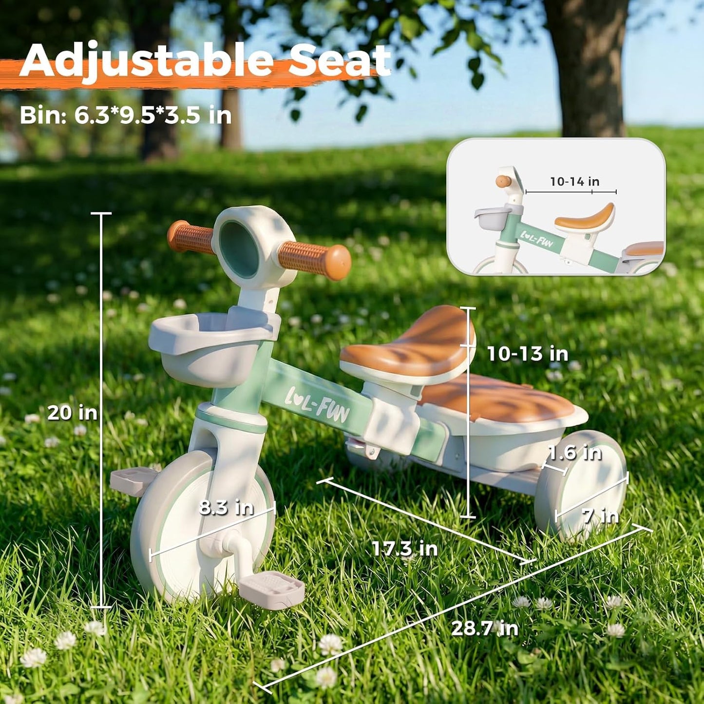Tricycle for Toddlers 1-3 Years Old Toy, Adjustable Kids Bike for Boys Girls Birthday Gift Age 2-4, Baby Trike with Storage Baskets & Removable Pedals
