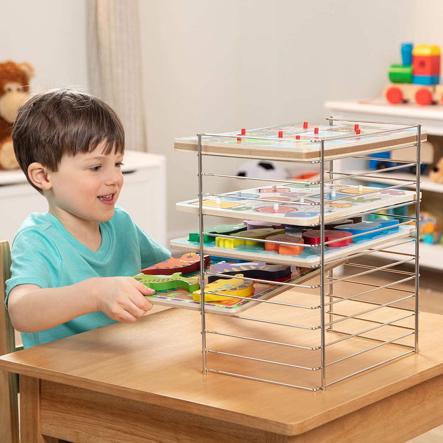 Melissa & Doug Puzzle Storage Rack - Wire Rack Holds 12 Puzzles