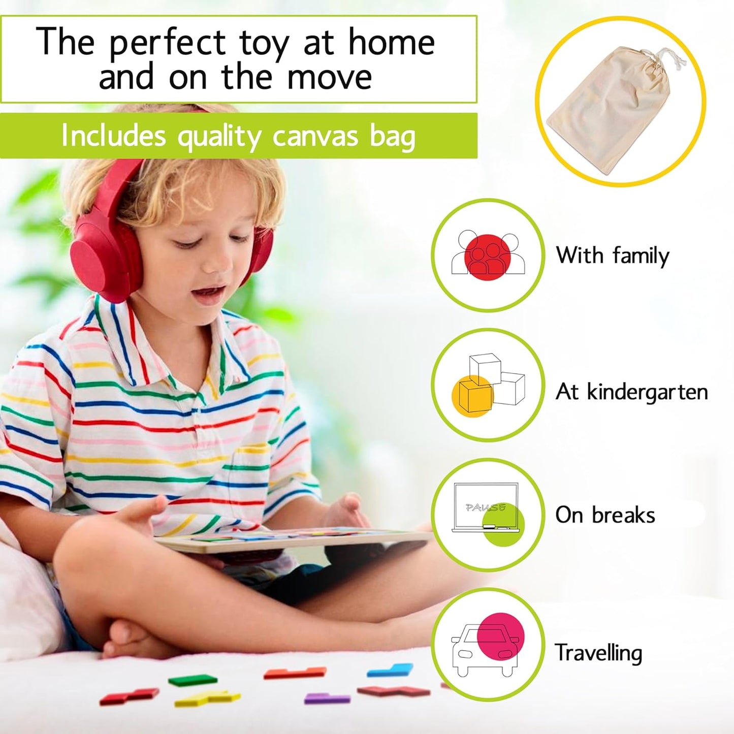 CUBIDI® Original Tangram Puzzle | Building Toys Which Promote Logical Thinking and Spatial Imagination | Montessori Toys for Kids Made Wood | Wooden Toy for Boys and Girls from 4 Years