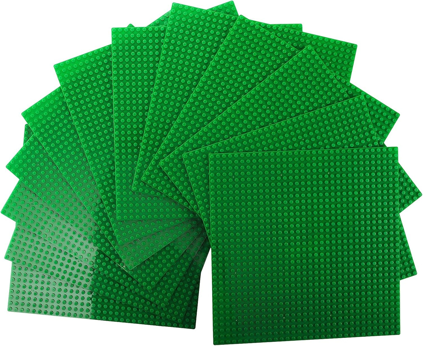 ZEAYEA 12 Pack Classic Baseplates, Building Base Plates Compatible with Most Standard Building Bricks, 10" x 10" Stackable Bases, Green