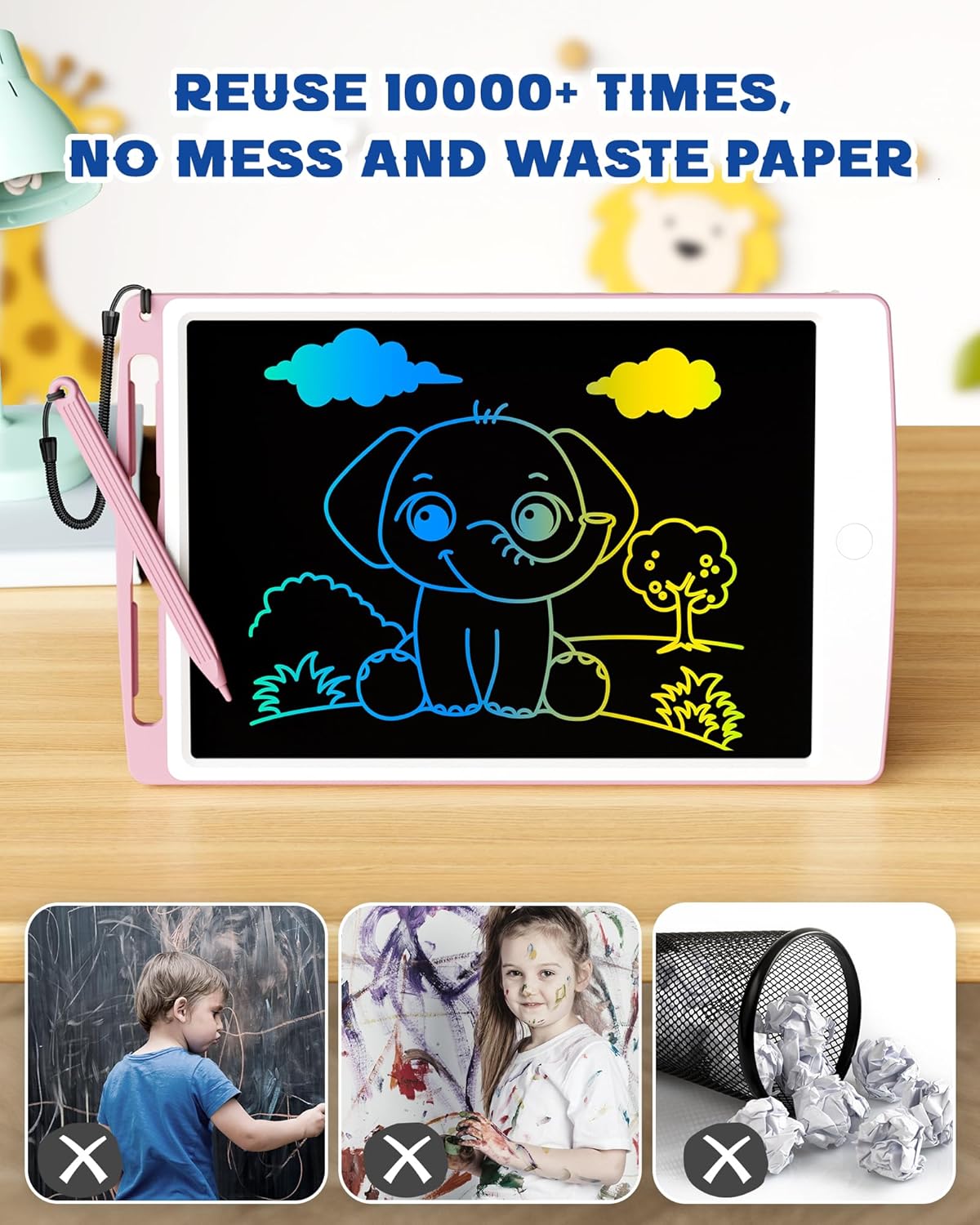 bravokids 2 Pack LCD Writing Tablet for Kids Toys, 10 Inch Colorful Erasable Doodle Board Drawing Pad for Kids, Car Trip Educational Toys Christmas Gift for 3 4 5 6 7 Girls Toddlers