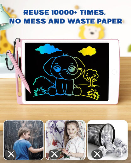 bravokids 2 Pack LCD Writing Tablet for Kids Toys, 10 Inch Colorful Erasable Doodle Board Drawing Pad for Kids, Car Trip Educational Toys Christmas Gift for 3 4 5 6 7 Girls Toddlers