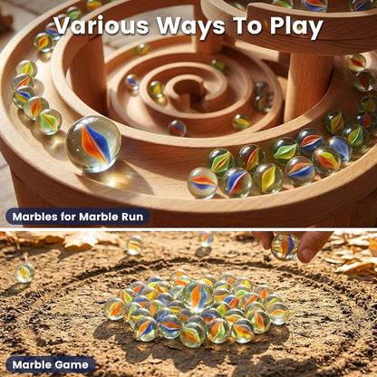 POPLAY 61PCS Marbles Games for Kids, with Gift Box for Marbles Run Games, Classroom Crafts Supplies Kit