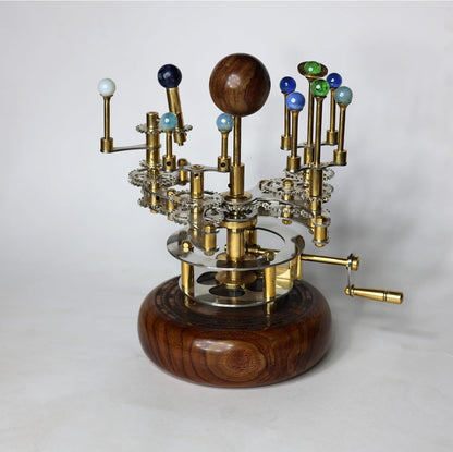Luxury Vintage Brass Orrery – Exquisite Brass Planetary Gear Mechanism | Astronomical Desk Ornament | Solar System Model (8" Mercury, Venus, Earth, Mars, Uranus & Moons)