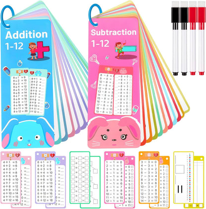 15Pcs Multiplication Flash Cards 0-12, Time Table Flash Cards Chart with 2 Dry Erase Pens 1 Rings, Educational Math Multiplication Chart for 1st to 3rd Grades Fun Learning with Math Game