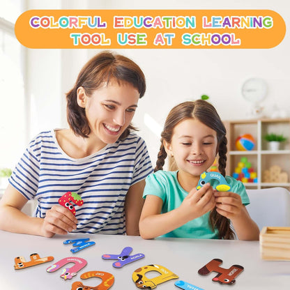 39 PCS Large Magnetic Letters and Numbers, Fridge Magnets for Toddlers 1-3, Cute Animials Alphabet Magnets Kit for Educational Learning