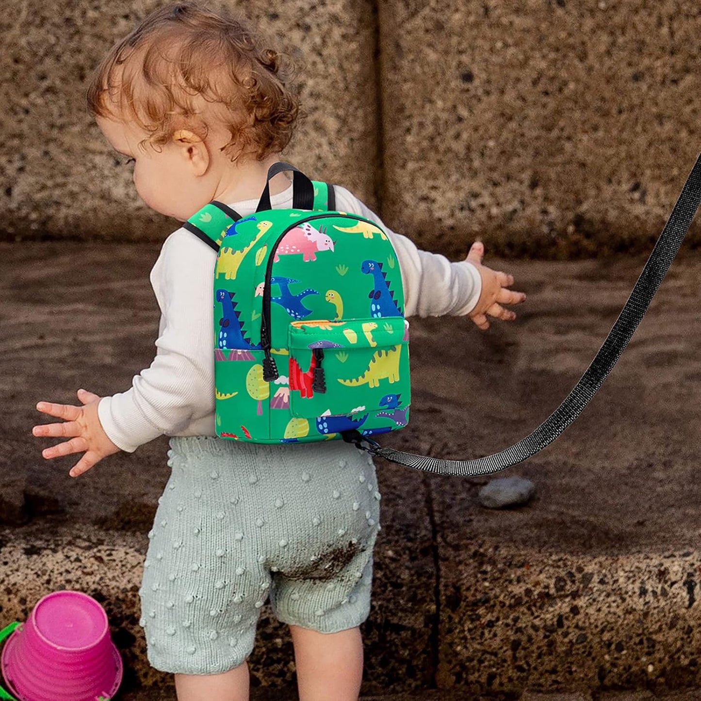 Accmor Toddler Backpack Leash with Anti Lost Wrist Link, Cute Mini Child Walking Harnesses Keep Kids Close Back Pack Rope Tether Rein for Baby Boys (Pink/Unicorn)