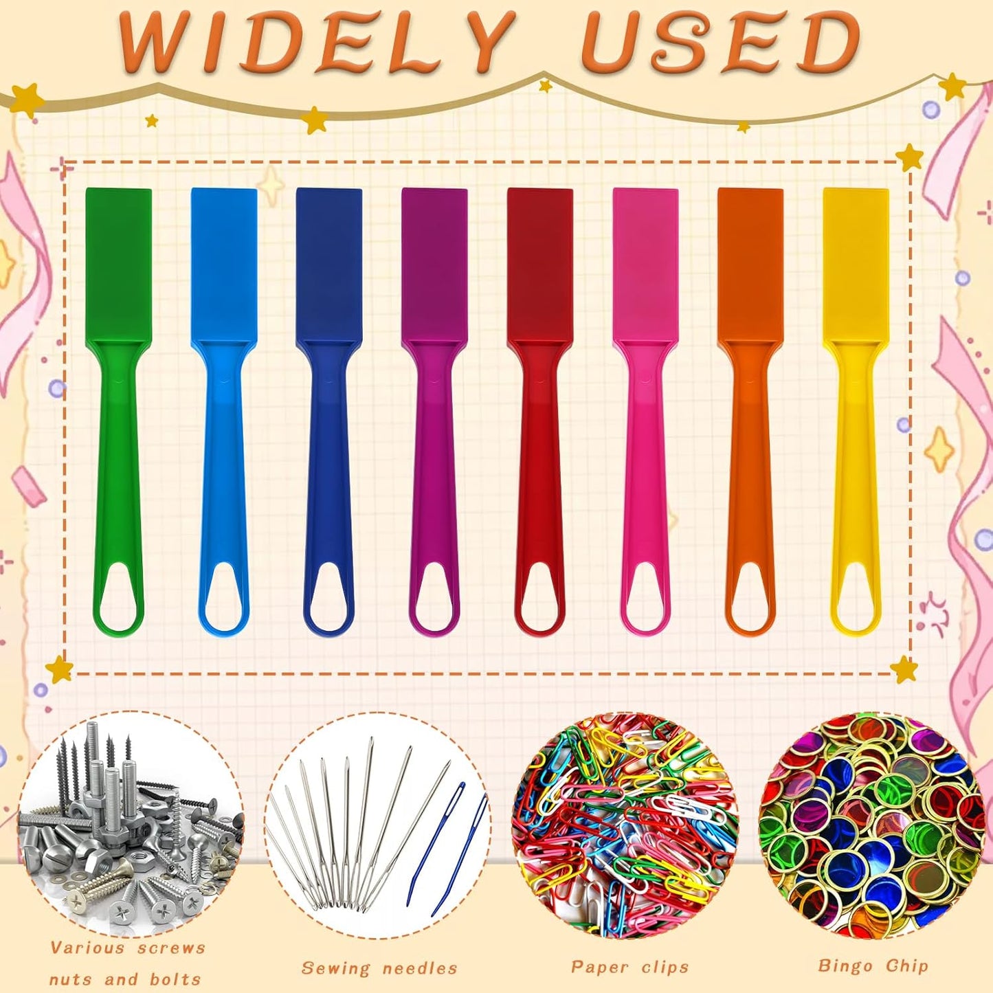 SAYAYA 16 PCS Magnetic Bingo Wands 7.87 Inch Colorful Magnet Sticks for Bingo Chips, Family Game Night, Science Learning, Counting Activities, and Educational Fun, Classroom Supplies