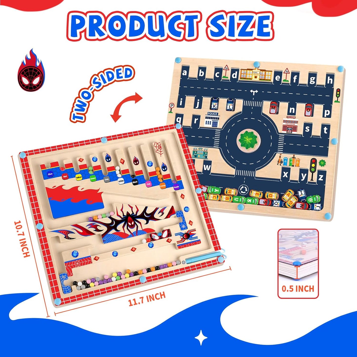 wakeInsa Magnetic Color and Number Maze,Montessori Toy for 2-5 Years Old Girls,Wooden Magnet Balls Puzzles,Toddler Busy Board Game,Preschool Learning Activities,Christmas & Birthday Gift for Kids