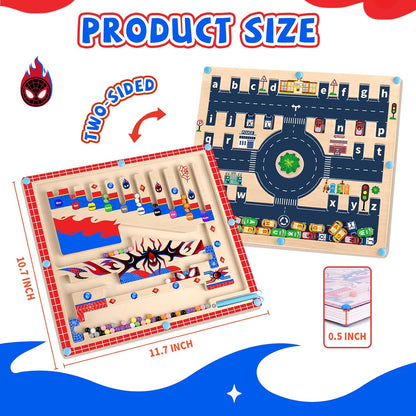 wakeInsa Magnetic Color and Number Maze,Montessori Toy for 2-5 Years Old Girls,Wooden Magnet Balls Puzzles,Toddler Busy Board Game,Preschool Learning Activities,Christmas & Birthday Gift for Kids