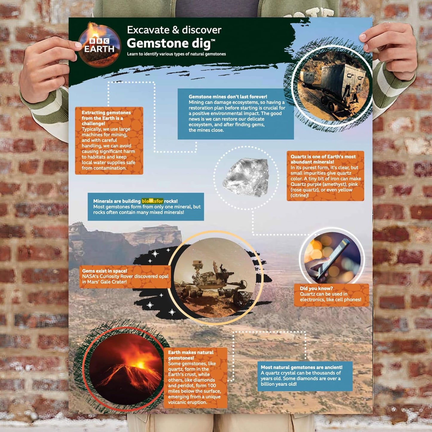 BBC Earth Excavate & Discover Gemstone Dig, Dig Up 9 Real Gemstones & Make Keychains, Rock Digging Excavation Kit, STEM Learning Kit, Kids Science Kit, Great 6 Year Old Boy Birthday Gift, Amazon Kids