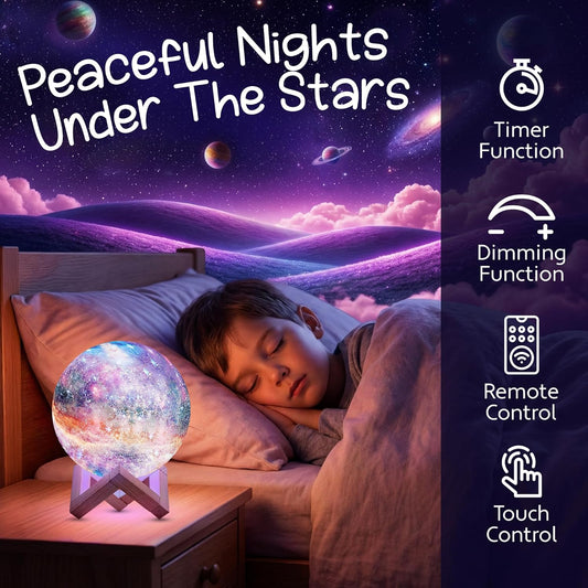 Mind-Glowing Moon Lamp - 3D Moon Night Light for Kids Bedroom - Globe Nightlight with Multi Color LED, Touch/Remote Control - Birthday Gift for Any Year Old Girls & Boys - Space Decor (4.7 inch)