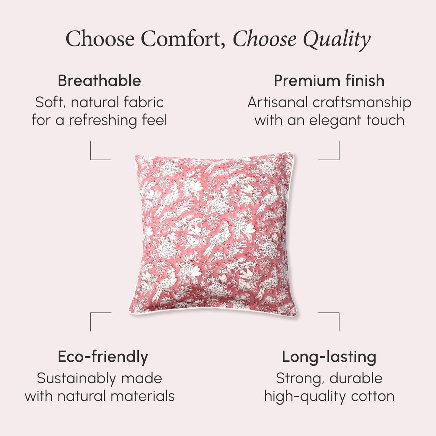 CPC 100% Cotton Throw Pillow Covers 18x18 Inch, Set of 2 Green Block Print Pattern Couch Pillow, Cute Boho Decorative Pillows for Living Room, Bedroom with Hidden Zipper- Agate Green