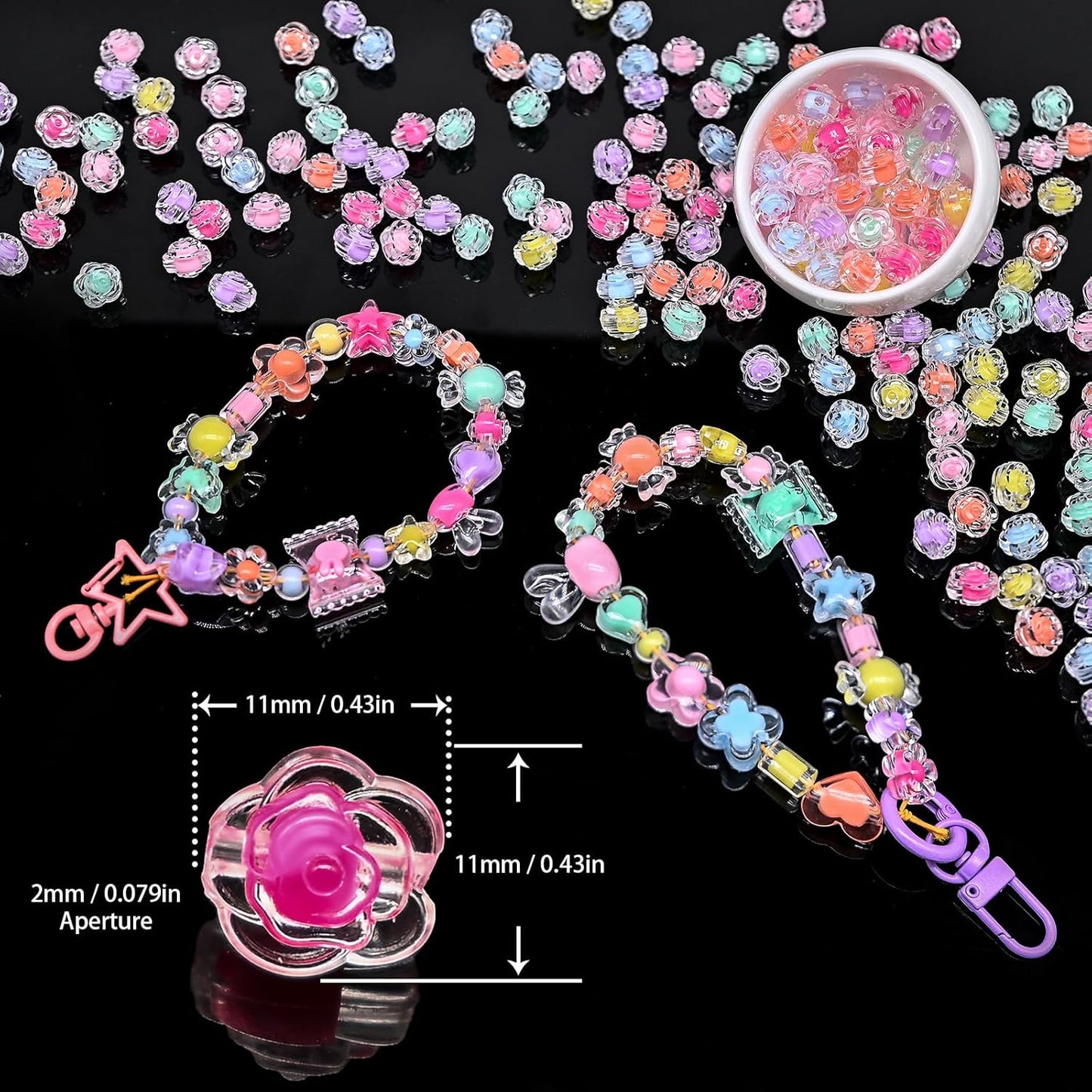 200g+ Candy Bulk Assorted Cute Kandi Beads for Jewelry Making, Bracelet Making Kit, Craft Supplies Charm Beads(Mixed II)