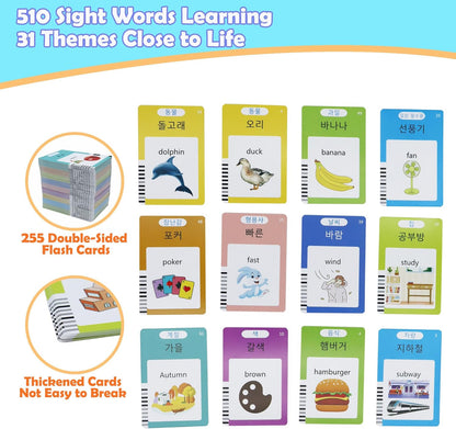 Spanish & English 510 Words Alphabet Bilingual Talking Flash Cards for 3-8 Years Toddlers, Pocket Speech Buddy Therapy Autism Toys, Educational Learning Interactive Toy for Boys Girls Kids Gifts Blue