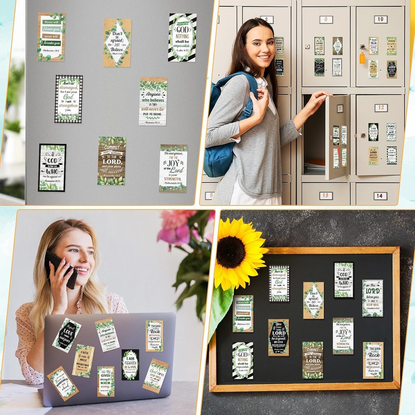 Blosssound 60 Pcs Inspirational Christian Magnets with Bible Verses Religious Refrigerator Magnet Motivational Quotes Fridge Scripture Positive Gifts for Home Office School Locker Decor(Scenery)
