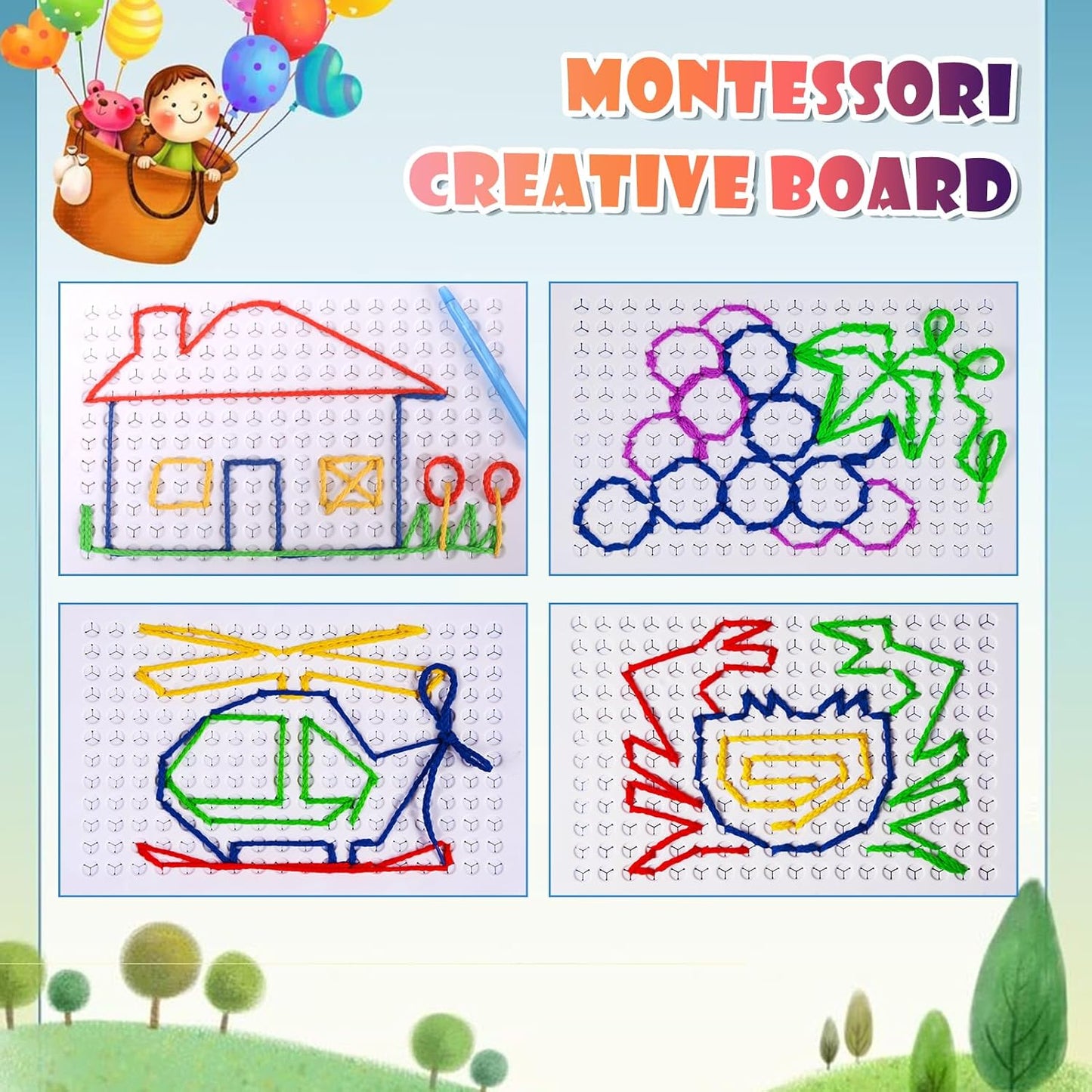 CHEROSIN Fine Motor Threading Boards for Kids - Pencil Grasp Fine Motor Toys Sensory Learning Boards for Preschooler, Calm Down Activity Therapy Toys Gifts for 3 4 5 6 Year Old Kids Boys Girls