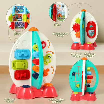 Musical Rocket Toy for Toddlers 1-3 ， Space Learning Toy with Lights & Songs ， Sensory Fine Motor Skills Development ， Birthday Gifts for Boys & Girls