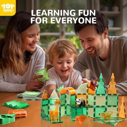 TOY Life 38 Pcs Magnetic Tiles Animals for Toddlers 3-5 Magnet Blocks for Kids Ages 4-8 STEM Magnet Tile Toys Building Tiles Set Christmas Birthday Gift for Boys and Girls