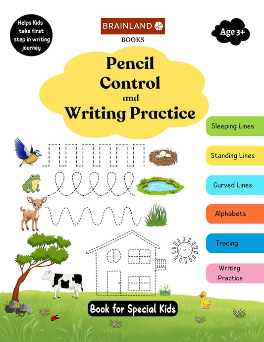 Pencil Control and Writing Practice Book for Special Kids - Helps Kids take first step in writing journey - Sleeping, Standing, Zig Zag Lines, Alphabets, Numbers and Tracing Practice