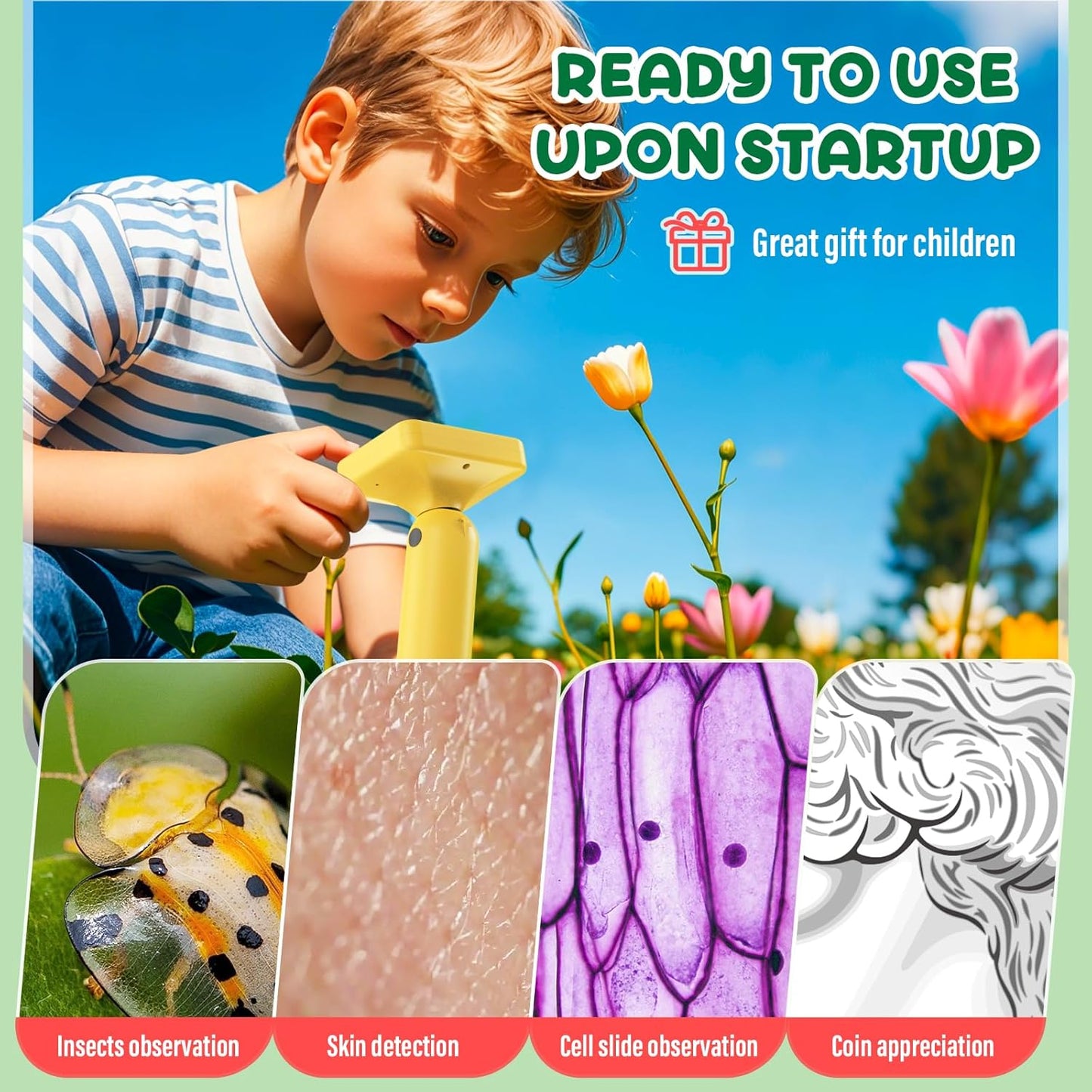 IMICHI Microscope for Kids 50X-1000X Magnification- 2 inch IPS HD Screen, 32GB storage Card, 1080P Video, 2-Hour Battery Life, Easy Carry, Slides Included - Perfect Science Kit Gift for Kids Ages 8-12