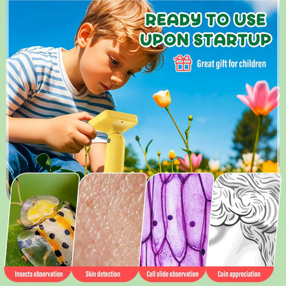 IMICHI Microscope for Kids 50X-1000X Magnification- 2 inch IPS HD Screen, 32GB storage Card, 1080P Video, 2-Hour Battery Life, Easy Carry, Slides Included - Perfect Science Kit Gift for Kids Ages 8-12