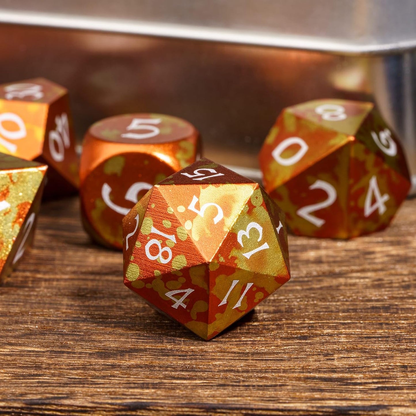 UDIXI Steampunk Metal Dice Set, 7 Die Polyhedral DND Dice Set for D&D Role Playing Game and Math Teaching (Ancient Copper)