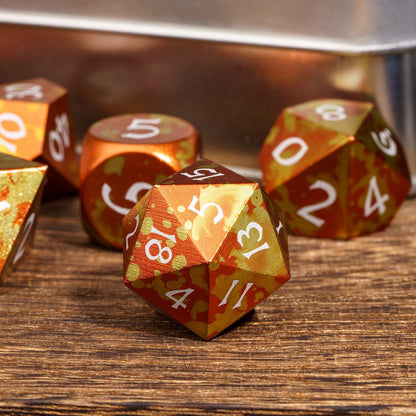 UDIXI Steampunk Metal Dice Set, 7 Die Polyhedral DND Dice Set for D&D Role Playing Game and Math Teaching (Ancient Copper)