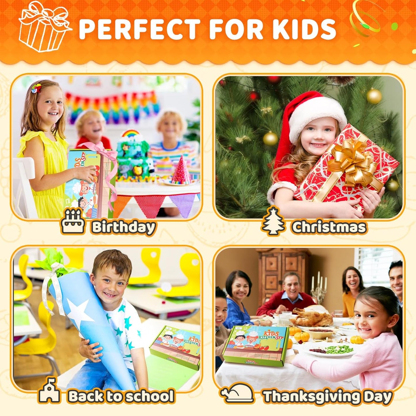13 Pieces Montessori Kitchen Toys for Toddlers-Kids Cooking Sets Real-Toddler Toys Set for Real Cooking with Plastic Children Safe Knives Crinkle Cutter Kids Cutting Board