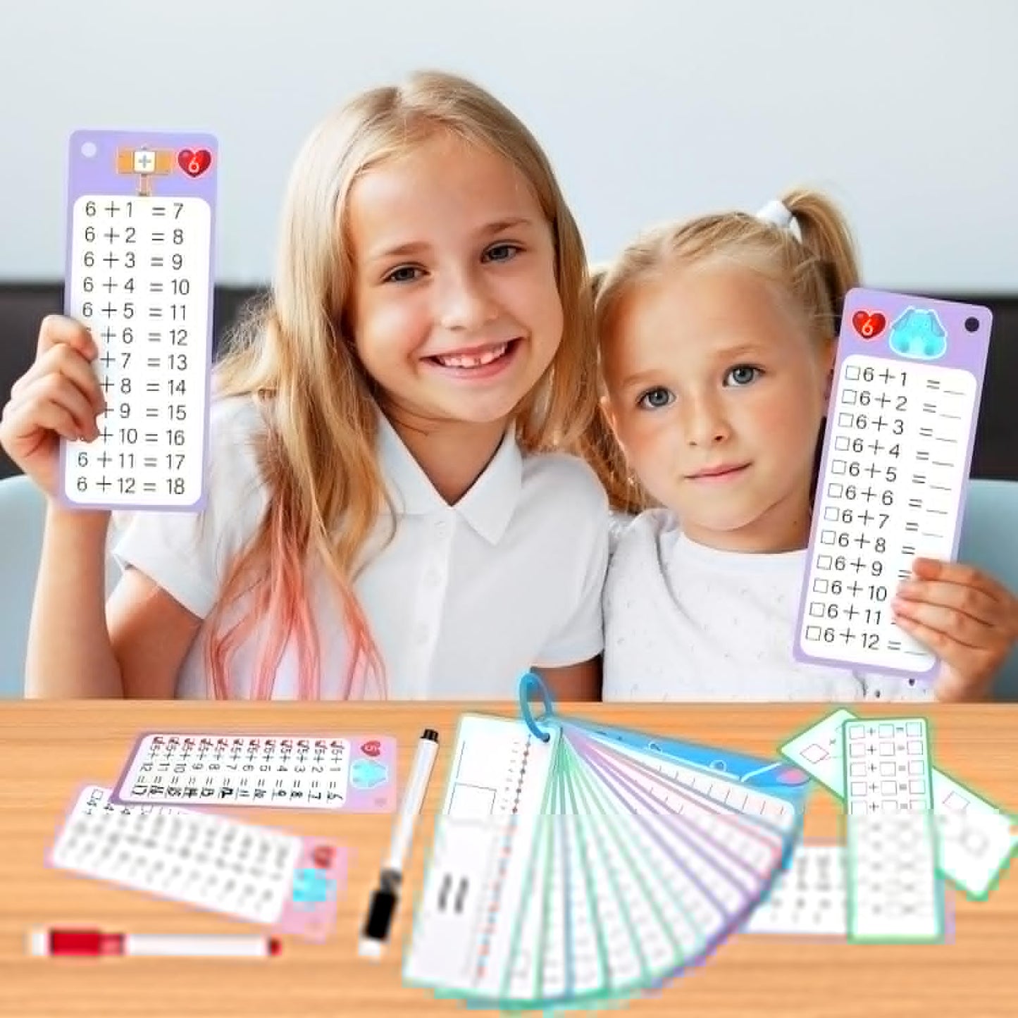 15Pcs Multiplication Flash Cards 0-12, Time Table Flash Cards Chart with 2 Dry Erase Pens 1 Rings, Educational Math Multiplication Chart for 1st to 3rd Grades Fun Learning with Math Game