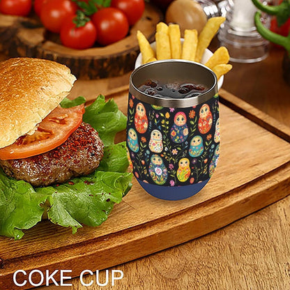 Russian Nesting Dolls Flowers Insulated Cups & Mugs 12 Oz Double-Wall Coffee Cup with Lids Drinks Tumbler for Women Men