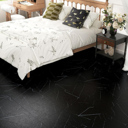 Wallercity White Marble Peel and Stick Vinyl Floor Tiles 6-Pack 12x12 Inches Self Adhesive Waterproof Flooring Planks for Bathroom Kitchen Bedrooms Stick on Floor Tiles Laminate Sheets Vinyl Flooring