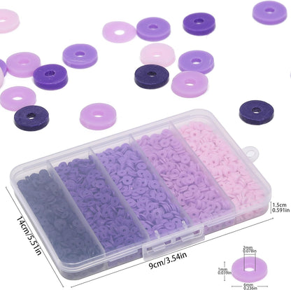 3500pcs Pink Clay Beads for Bracelets Making Kit, 6mm Heishi Polymer Flat Round Disc Clay Beads for Jewelry Making Pink