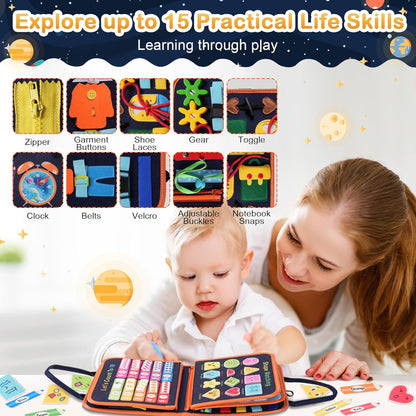 Teefrye Toddler Busy Board Montessori Toys for Toddlers 1-3 Year Old Educational Activity Book Board Sensory Travel Toys Ages 3-5 Preschool Learning Fine Motor Skills Toy Quiet Book Gift for Kids