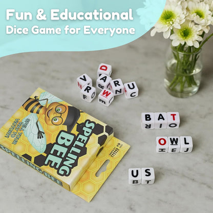 TDC Games Spelling Bee – Letter Dice Word Game for Kids and Adults, 26 Alphabet Dice, Fast-Paced Educational Travel Game, 2–8 Players Ages 6+, Vocabulary Builder for Family, School, and Classroom