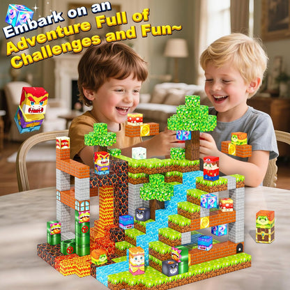 Magnetic Blocks, Build Mine Magnet World Forest Farm Edition, Magnetic Building Blocks for Kids Ages 4-6 6-8 8-12, Sensory STEM Toys for Boys & Girls